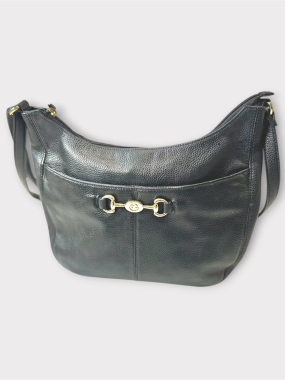 Giani Bernini Womens Leather Hobo Bag Purse Plaid Lining Black Pebble Leather - Picture 10 of 14